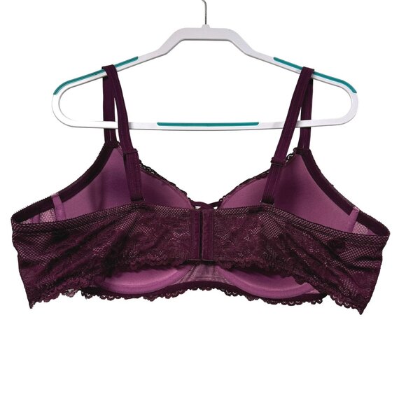 Torrid Curve Pushup Plunge XO Corset Bra 46C Magenta Berry Lace Underwire Padded - Picture 2 of 13